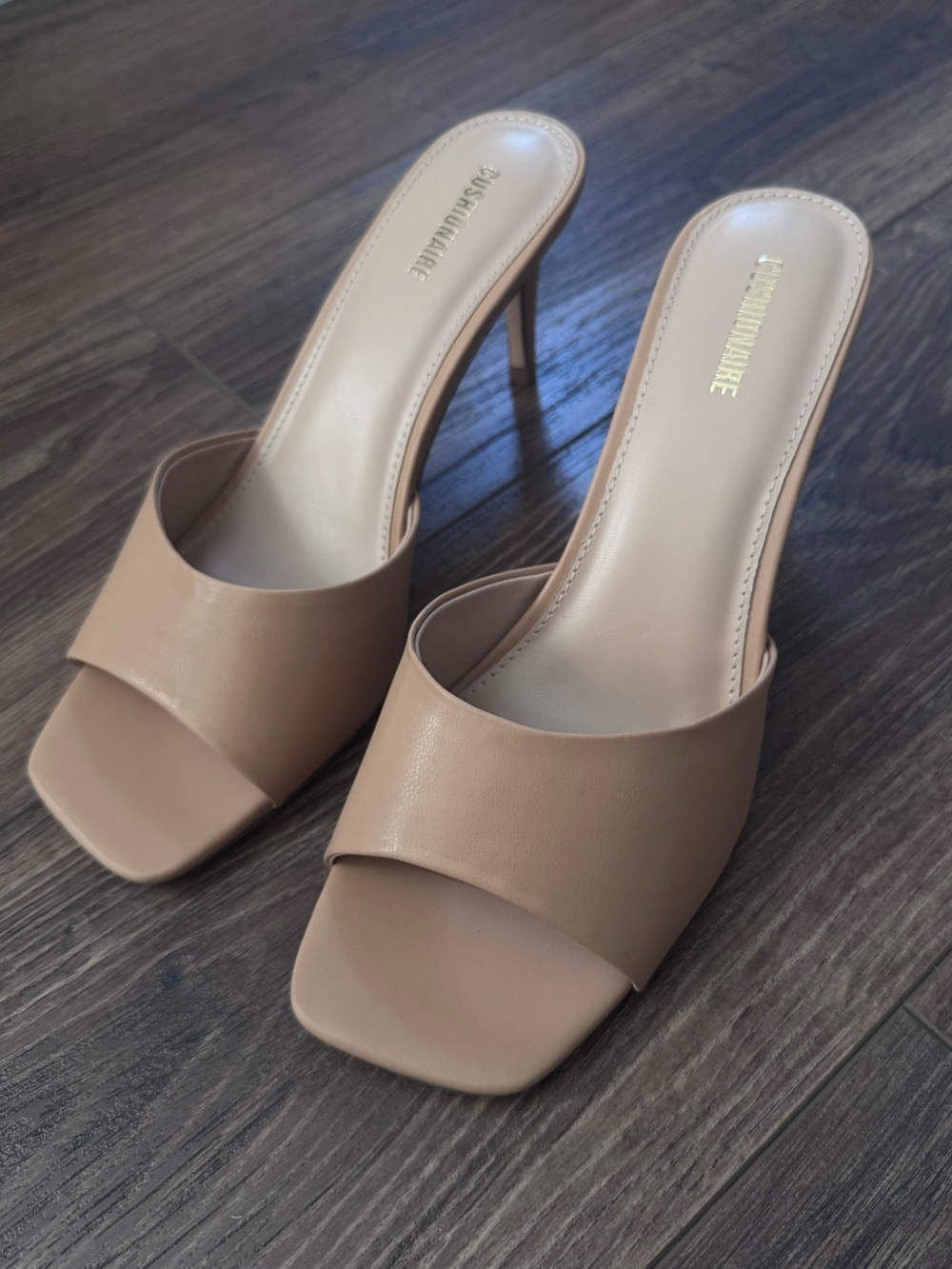Nude Open-Toe Mule Sandal Kitten Heels